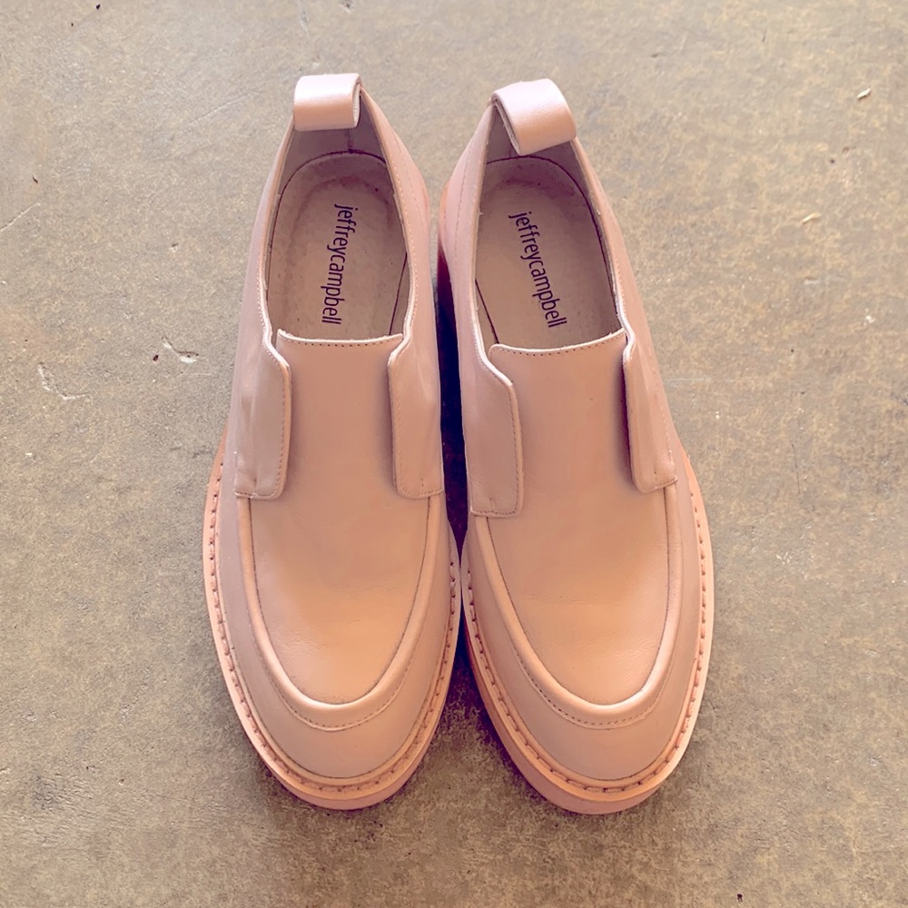 Baby pink platform loafers size 7